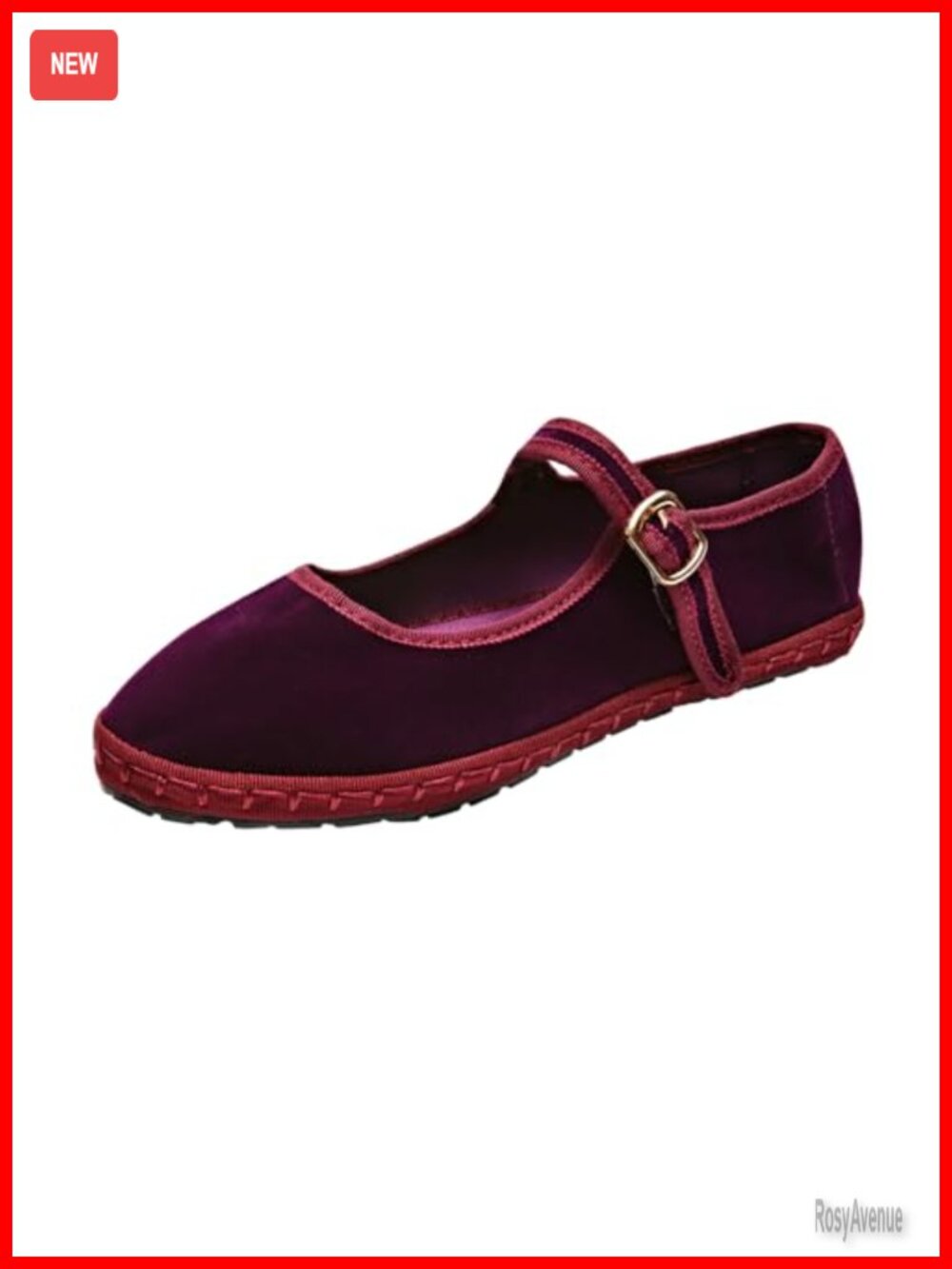 Velvet Mary Jane Ballet Flats Women's Comfort Dress Shoes Handstitched